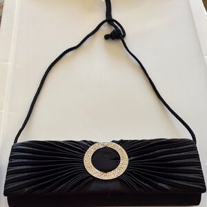 Chic Black Evening Clutch with Embellishment